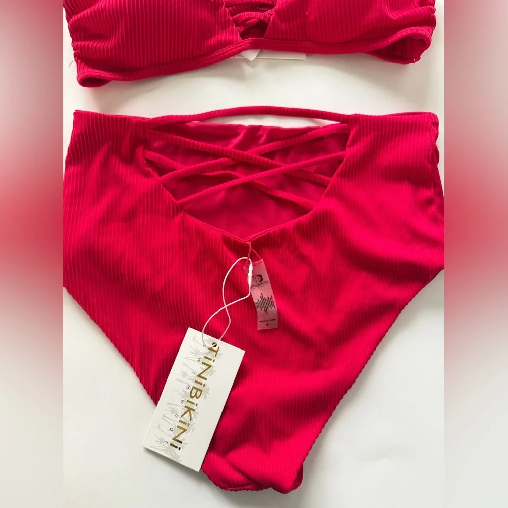TiniBikini Reversible ‎ Crimson Crisscross Bikini Set